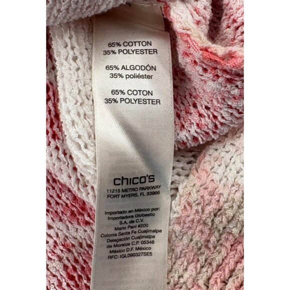 Chicos Red & Pink Floral Print Sweater Size 1 Women's Medium Lightweight - Picture 3 of 5